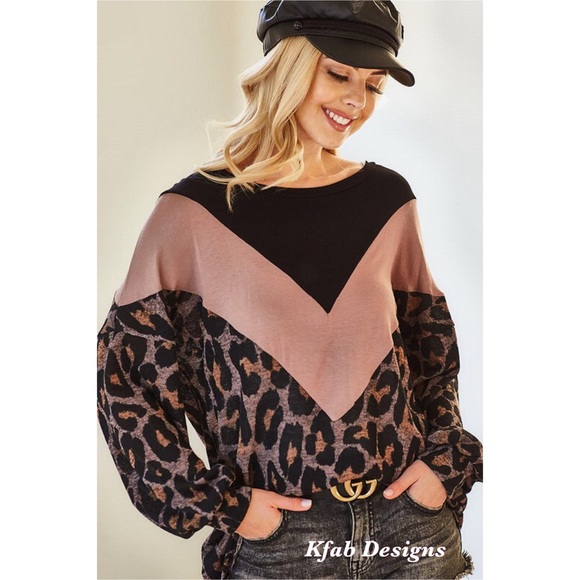 ❤️LAST Leopard Color Block Soft Brushed Fabric Top - Picture 11 of 15